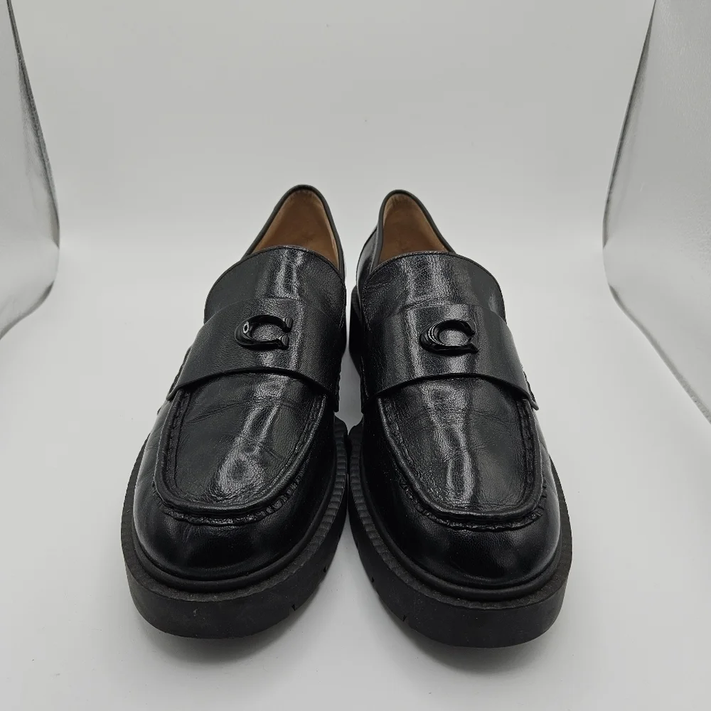 Coach chunky black leather Leah Loafer size 11